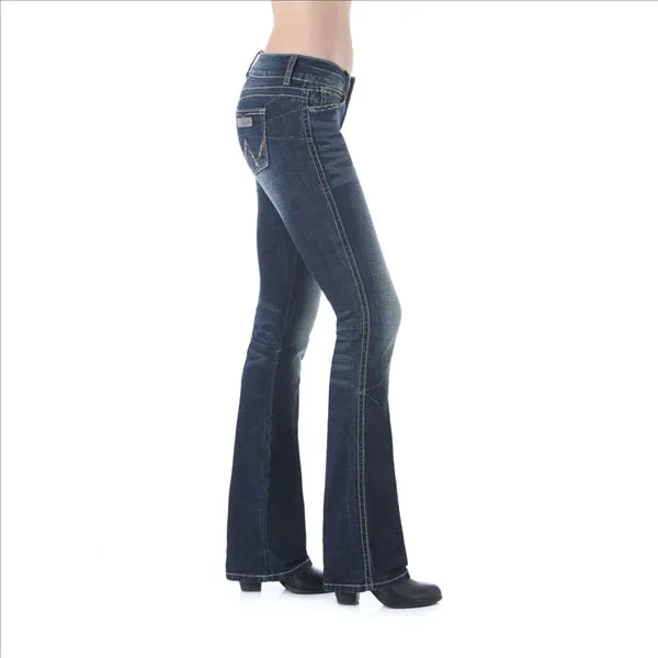 09MWZMS Wrangler Women's Retro Mae Jean Mid-Rise Boot Cut Dark Blue