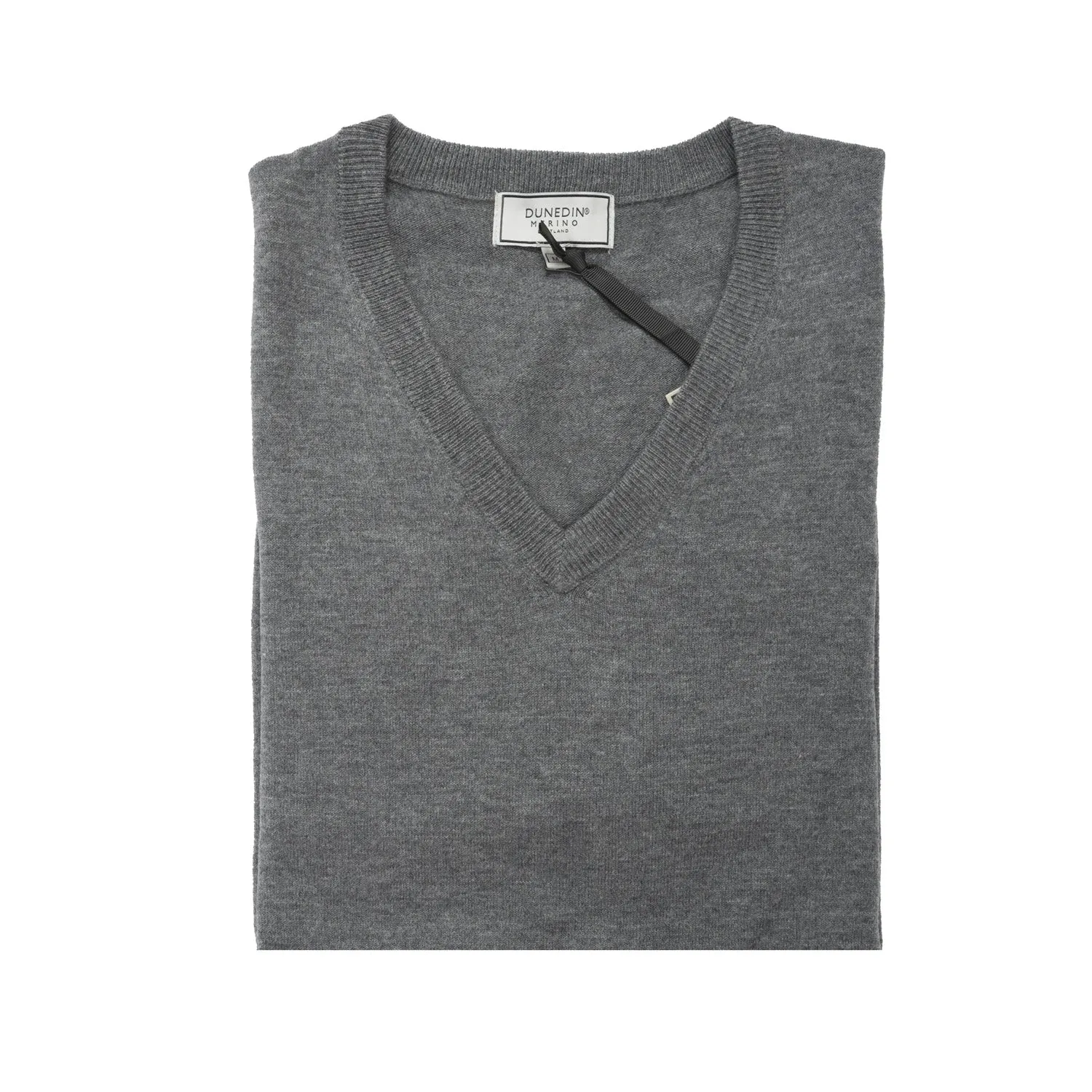 100% Merino Gents V Neck Sweater Pewter