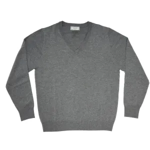 100% Merino Gents V Neck Sweater Pewter