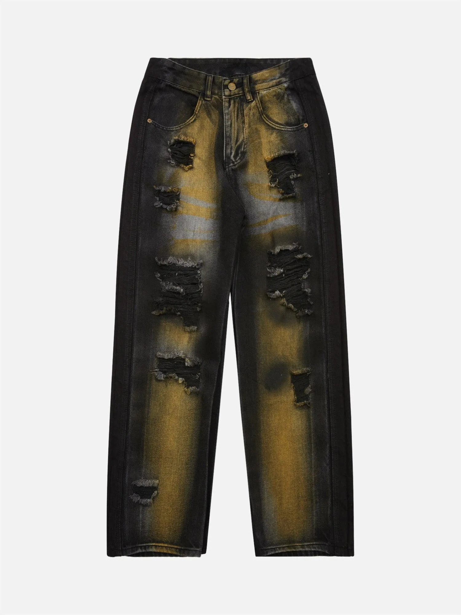 1984 Hip-hop Washed Distressed Loose Spray-dyed Jeans