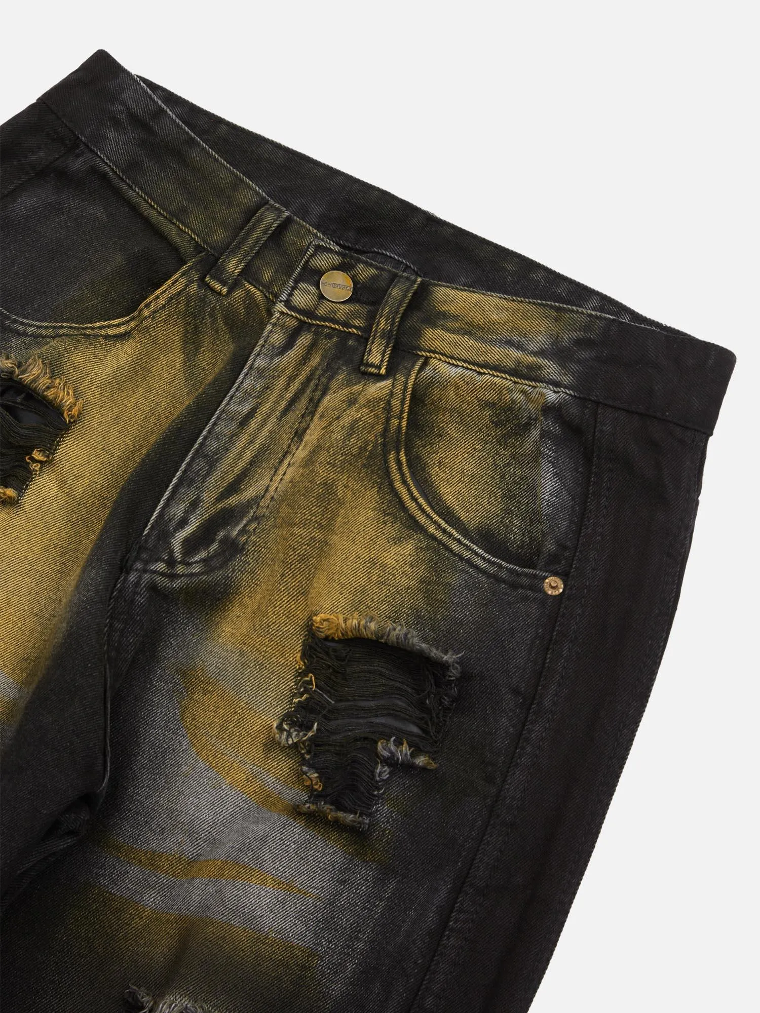 1984 Hip-hop Washed Distressed Loose Spray-dyed Jeans