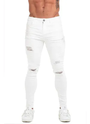 3756 White Distressed & Ripped Skinny Stretch Jeans