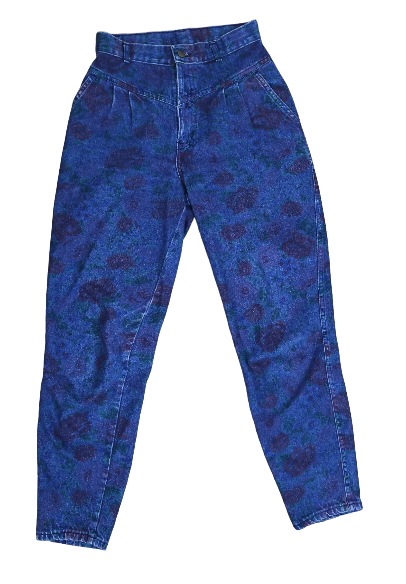 80s Chic Rose Printed Denim Jeans   w27