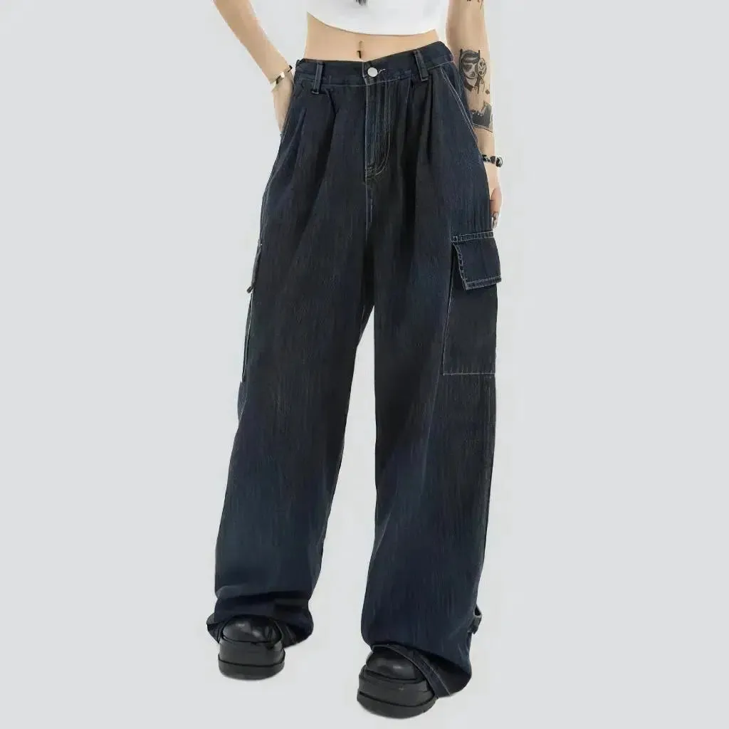 Adjustable-hem women's baggy jeans