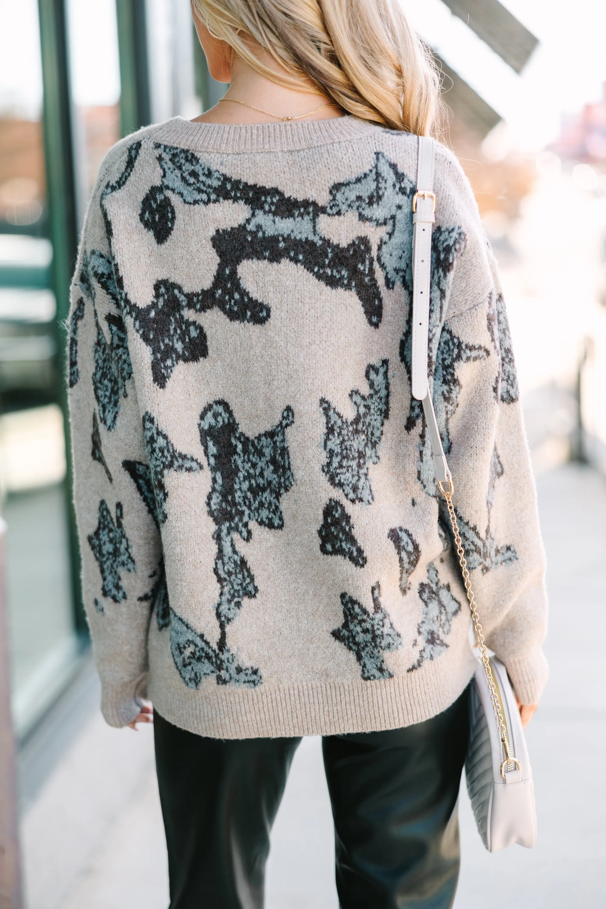 Always Have Love Oatmeal Brown Abstract Sweater