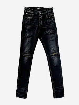 Amiri Aged Black Camouflage Patch MX1 Jeans