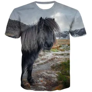 Animal T shirts Men Horse Tshirts Cool Landscape Tshirt Printed Funny Tshirts Casual Leisure T shirts Funny Short Sleeve