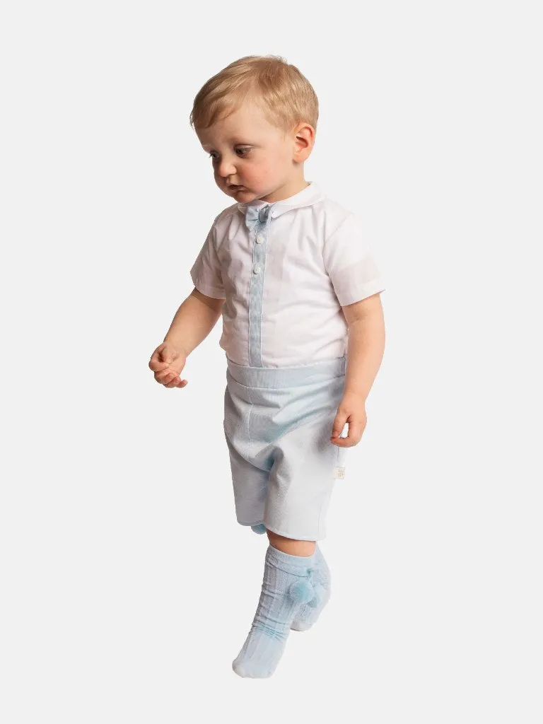 Baby Boy Daisy Collection Spanish Romper Set-Baby Blue