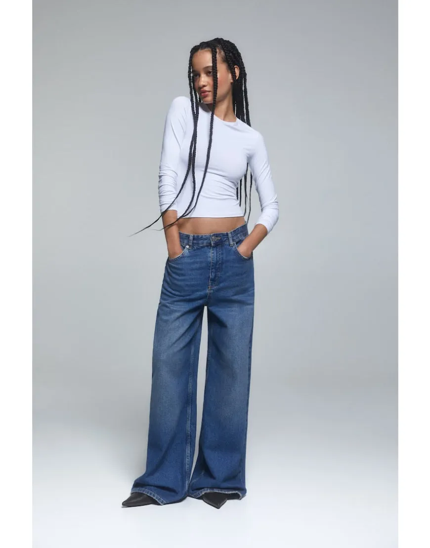 Baggy Straight Jeans in Stone Blue