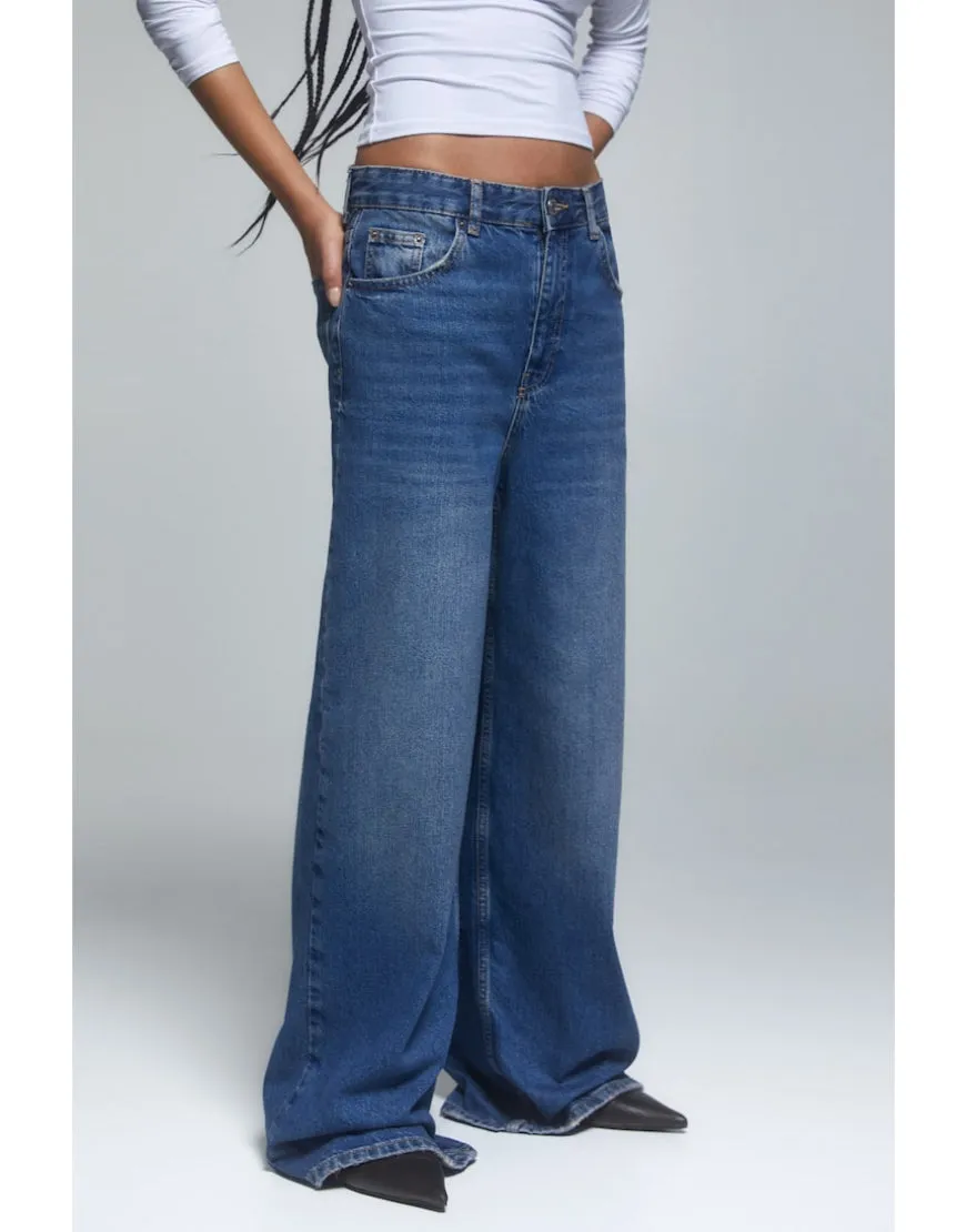 Baggy Straight Jeans in Stone Blue