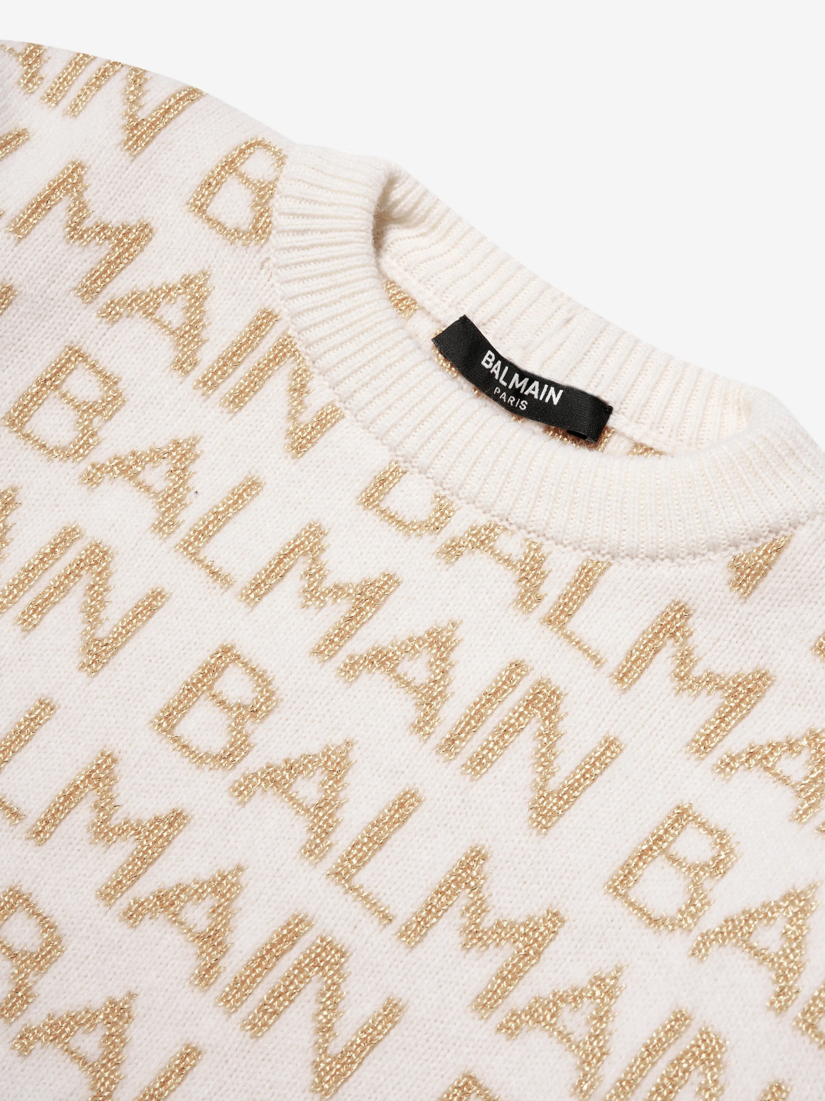 Balmain Girls Logo Jumper in Ivory