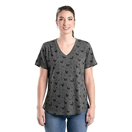 Berne Women's Chicken Print V-Neck T-Shirt