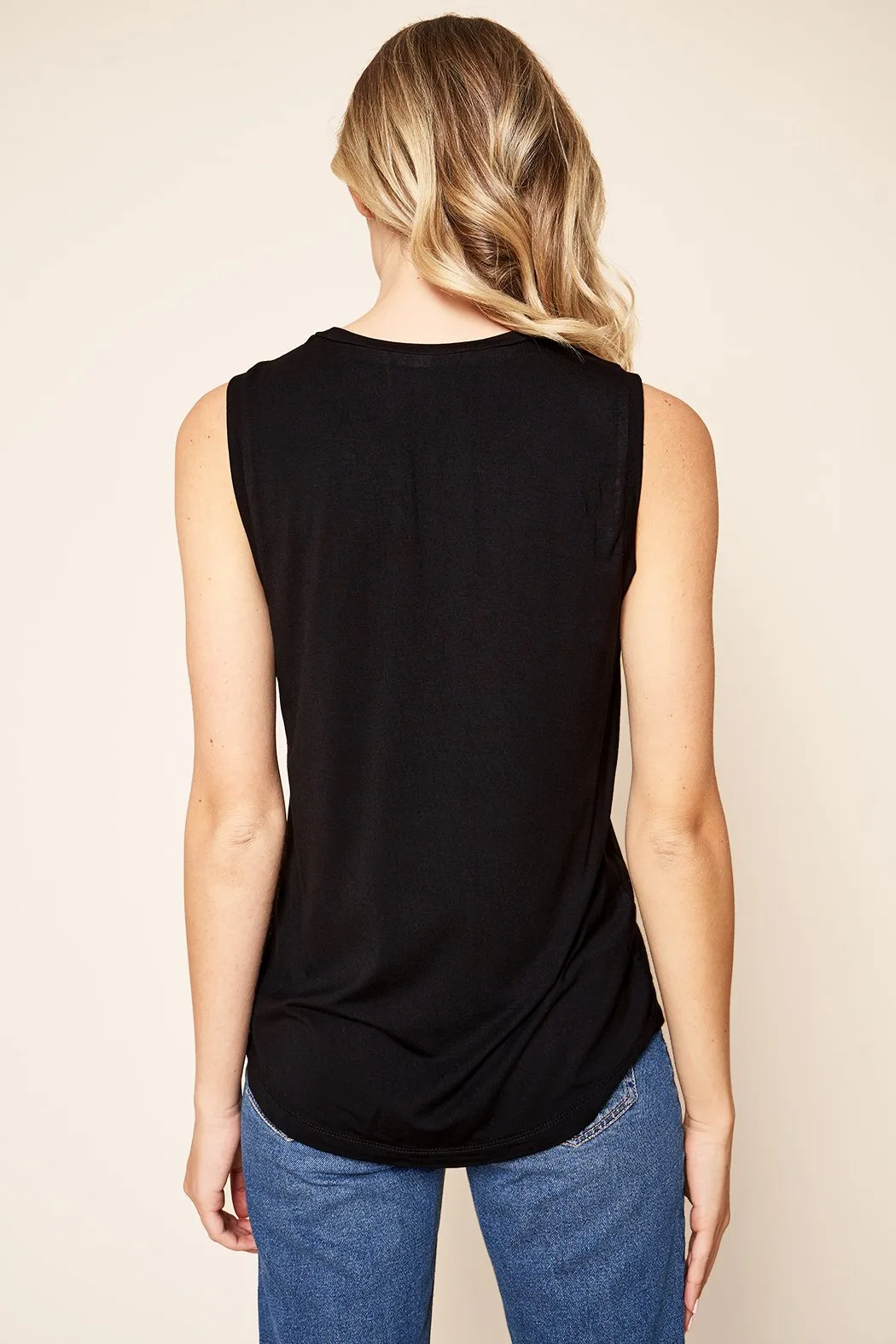 Betty V-Neck Sleeveless Jersey Knit Top