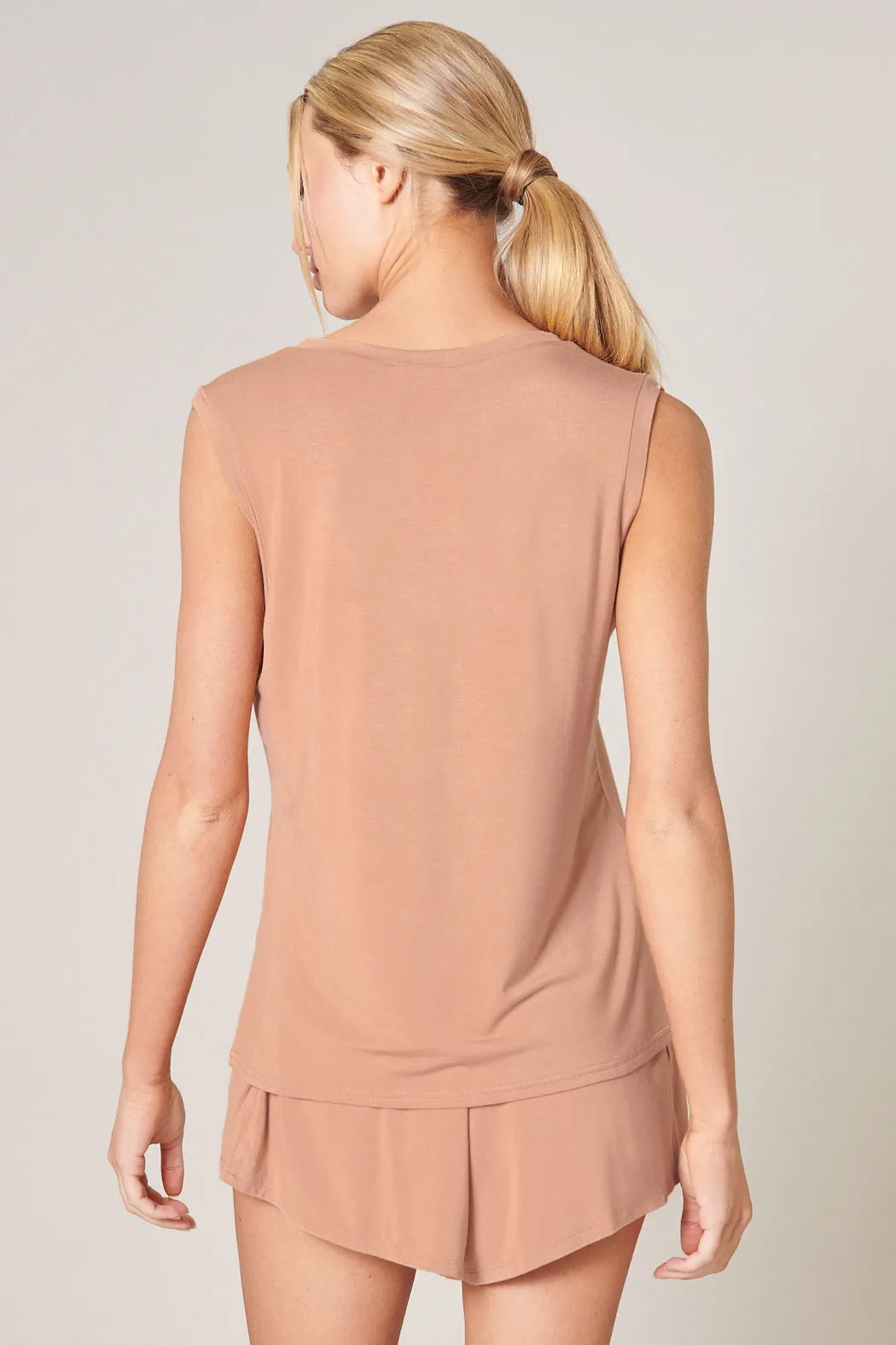 Betty V-Neck Sleeveless Jersey Knit Top