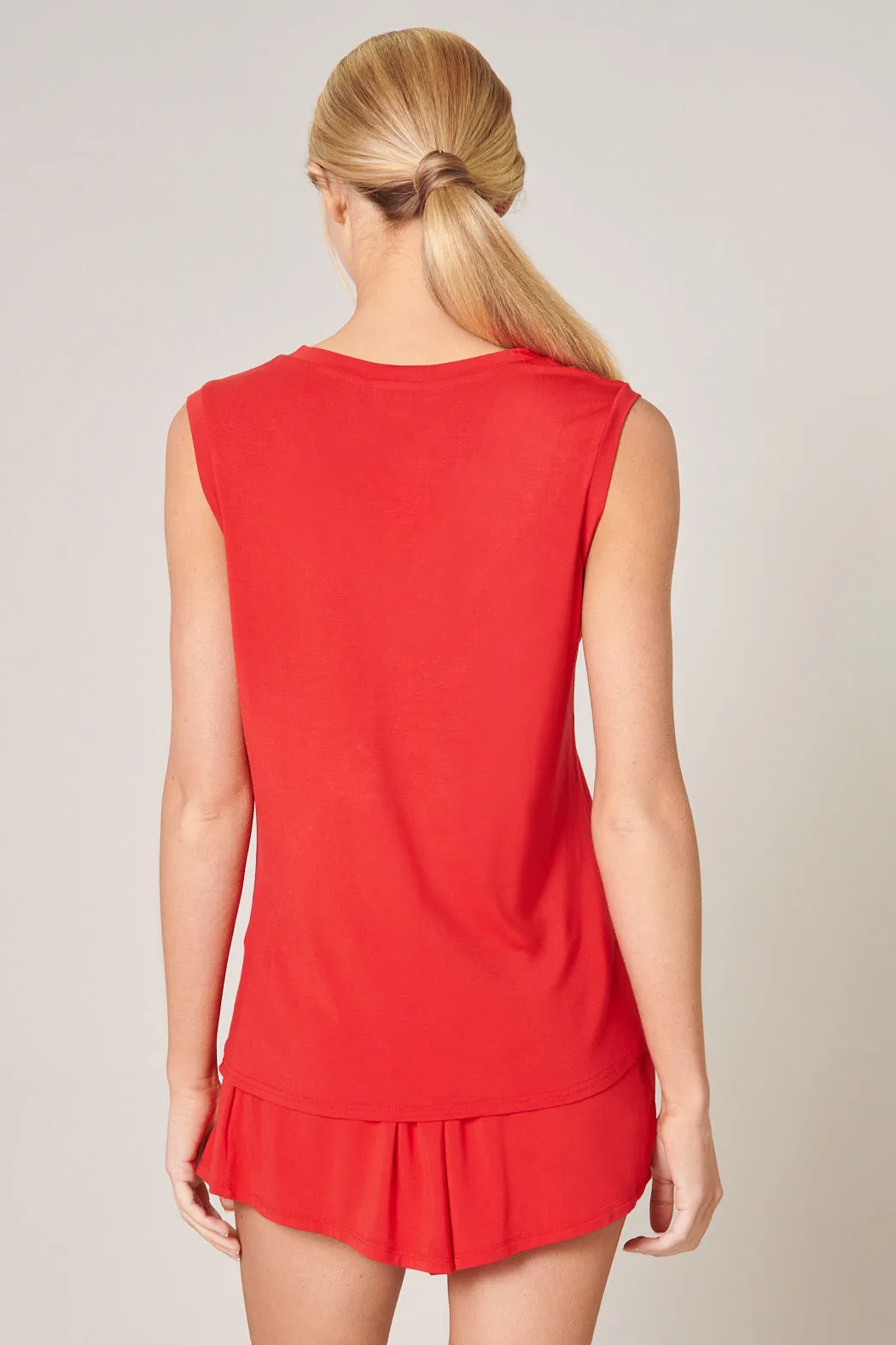 Betty V-Neck Sleeveless Jersey Knit Top