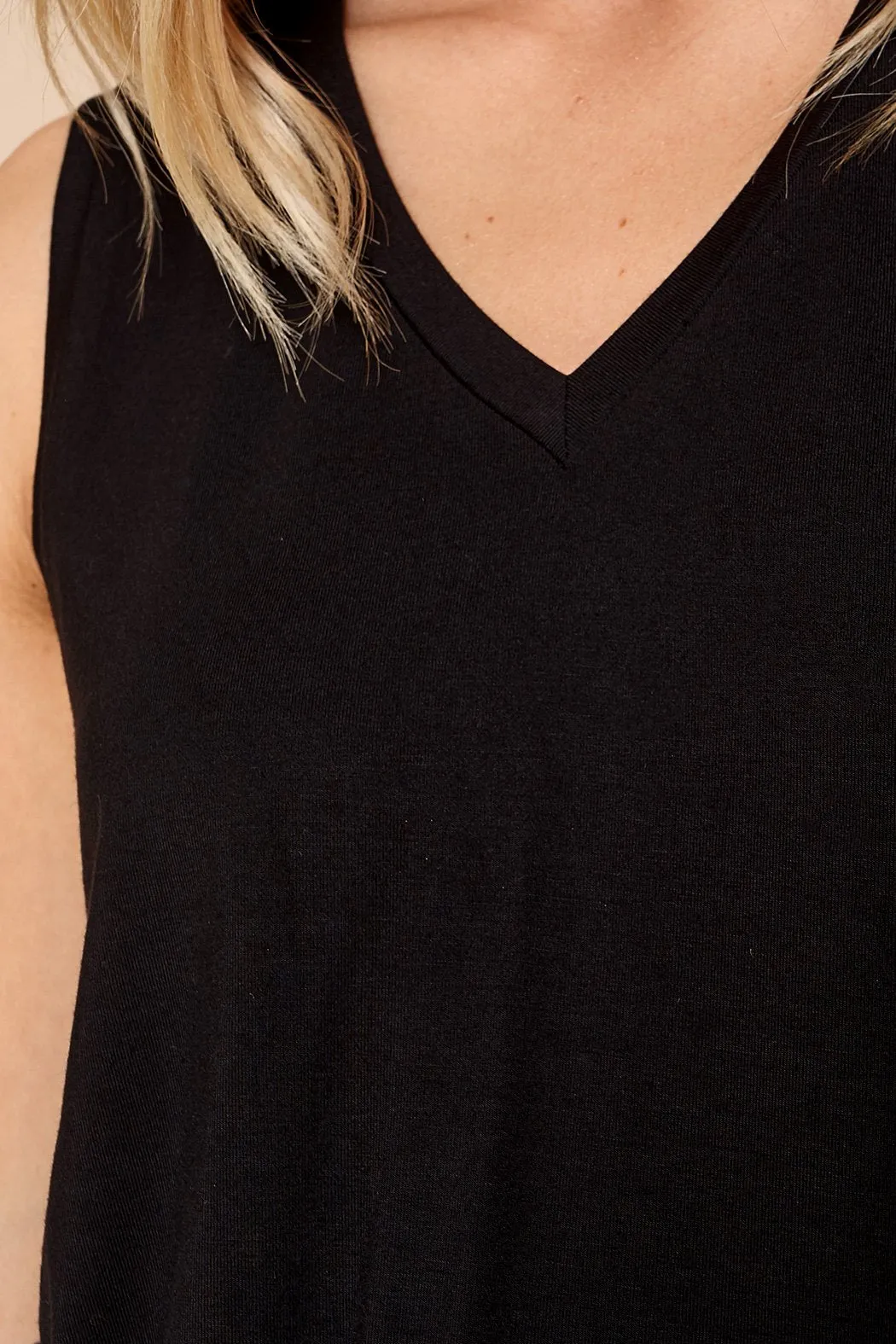 Betty V-Neck Sleeveless Jersey Knit Top