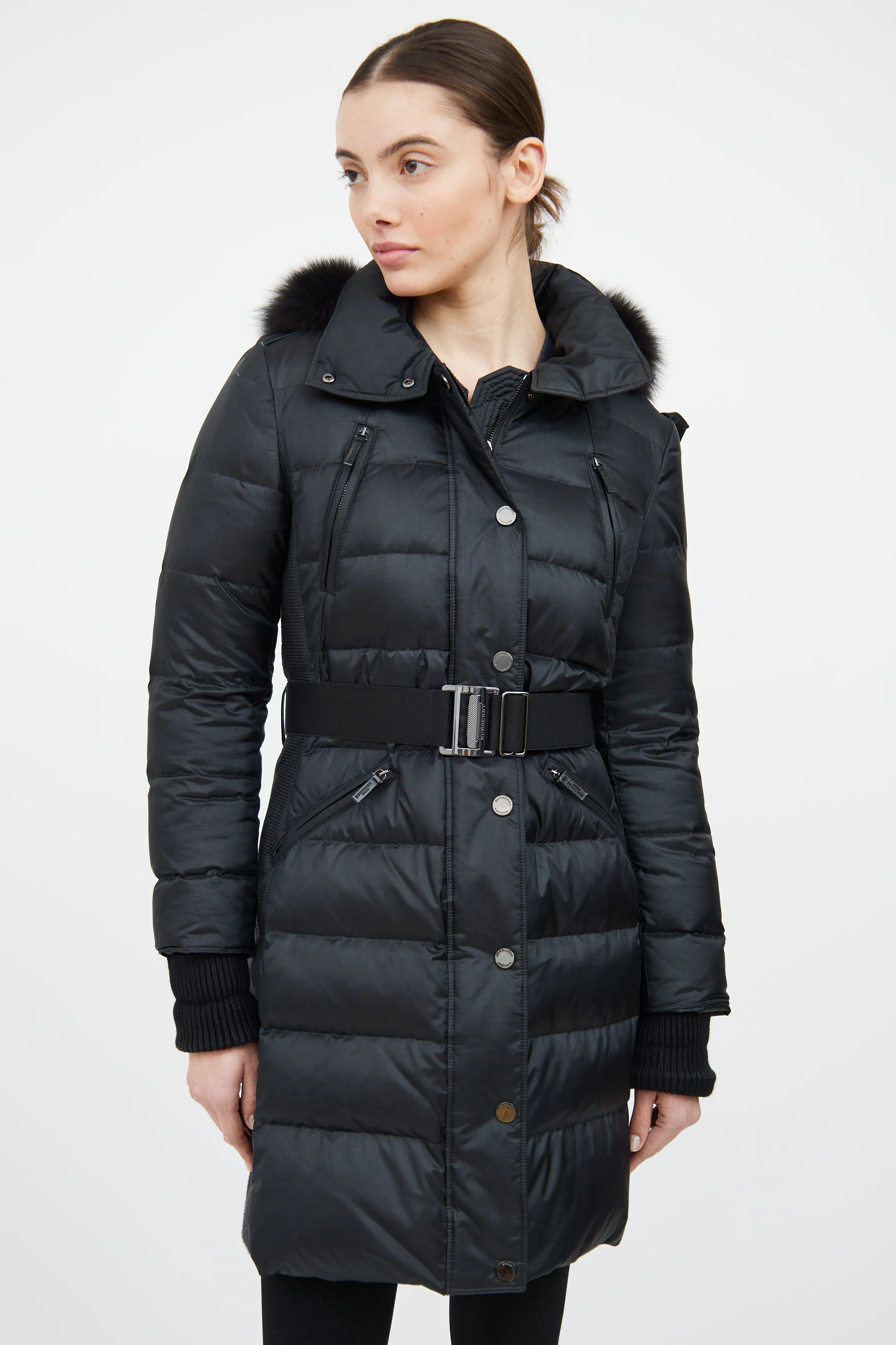 Black Fur Trim Down Coat