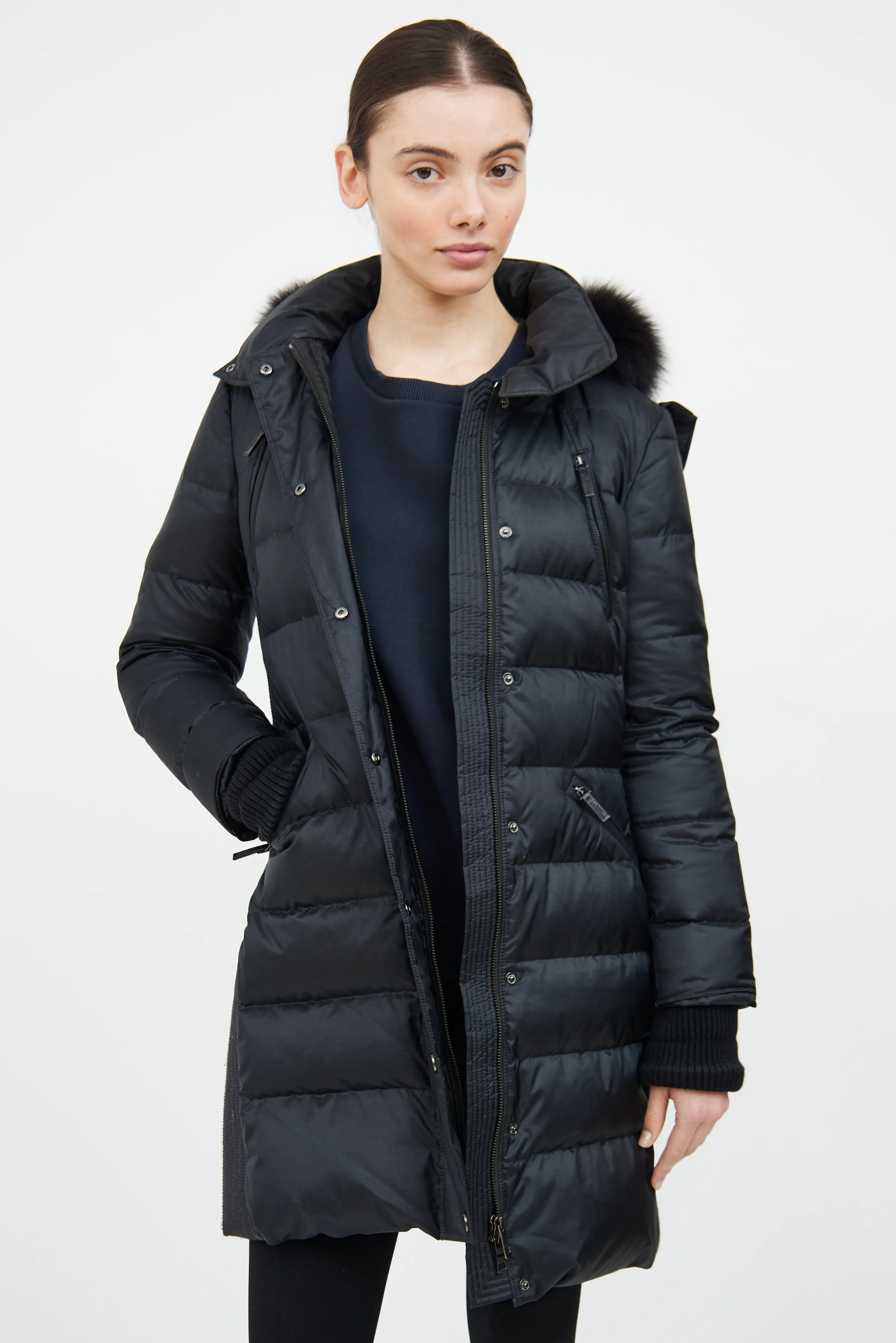 Black Fur Trim Down Coat