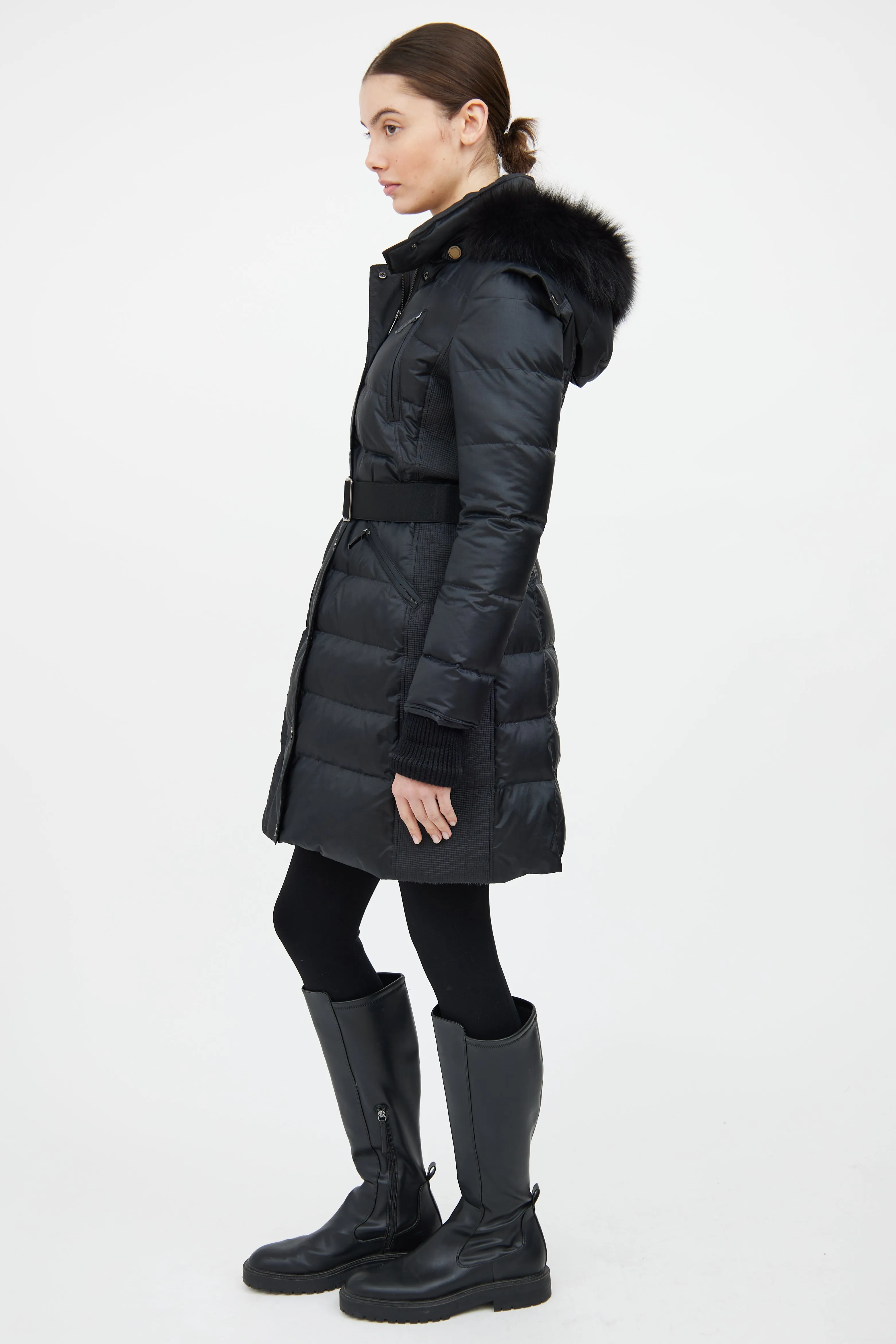 Black Fur Trim Down Coat