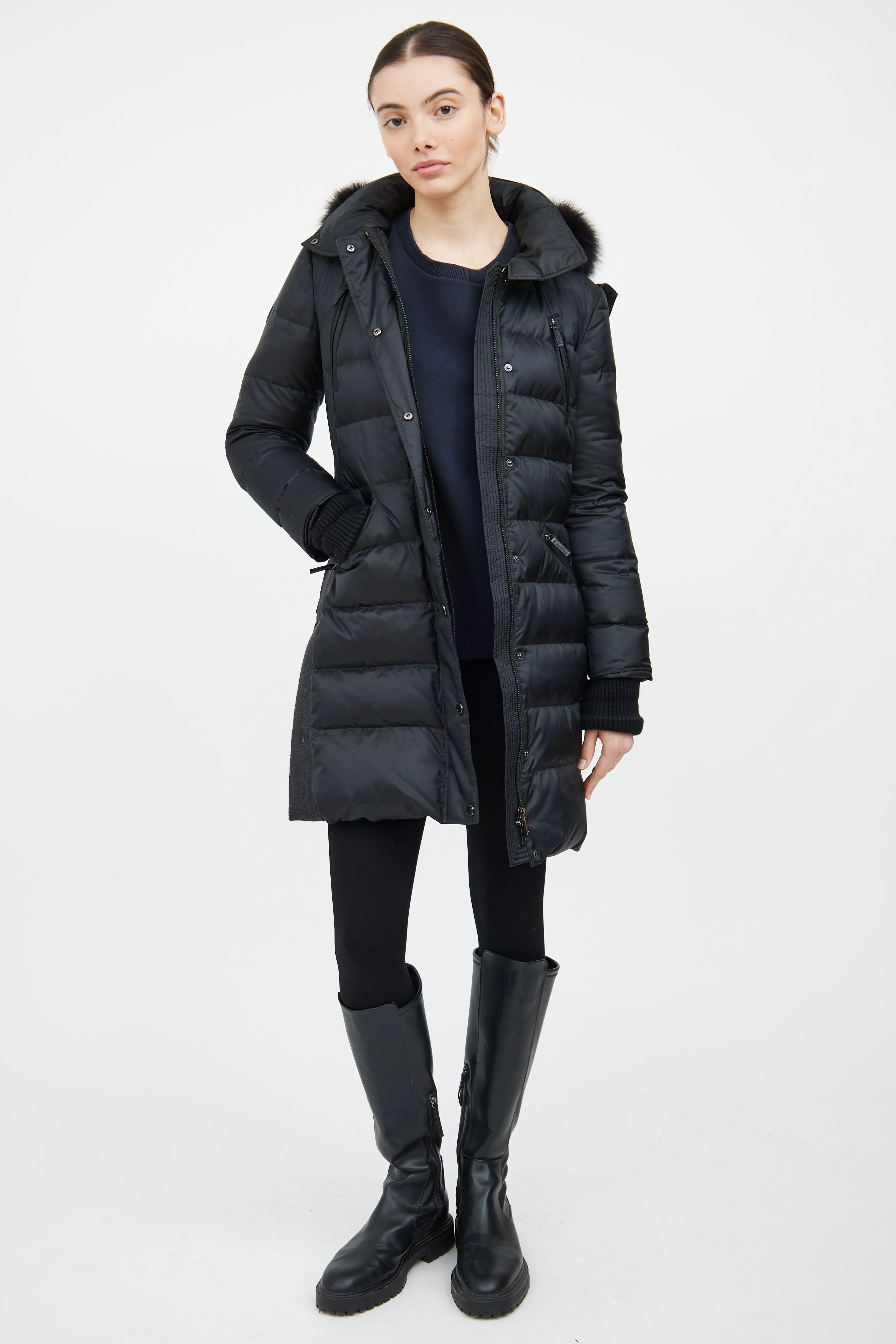 Black Fur Trim Down Coat