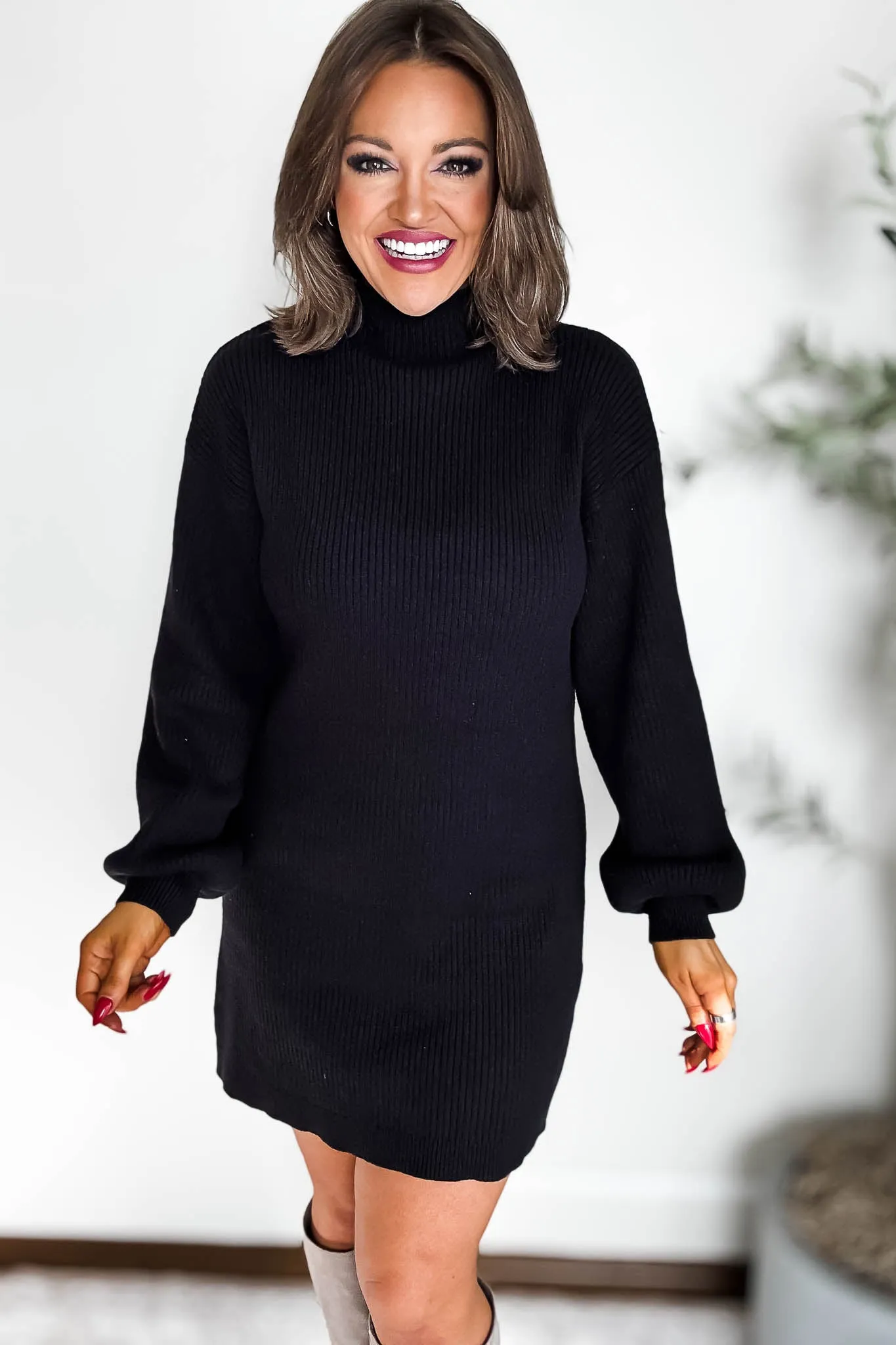 Black Long Sleeve Sweater Dress