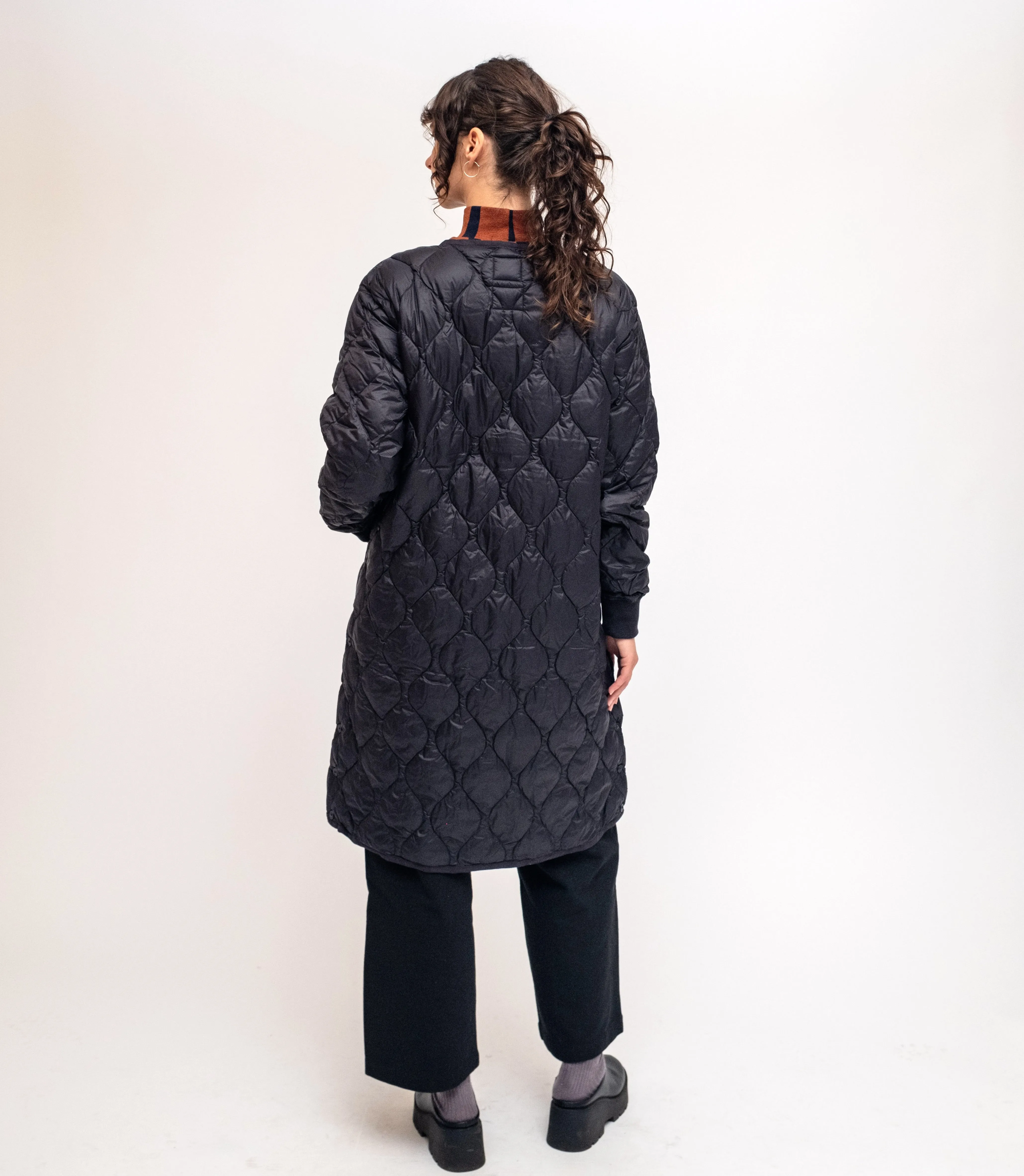 Black Military Oversize Long Down Jacket