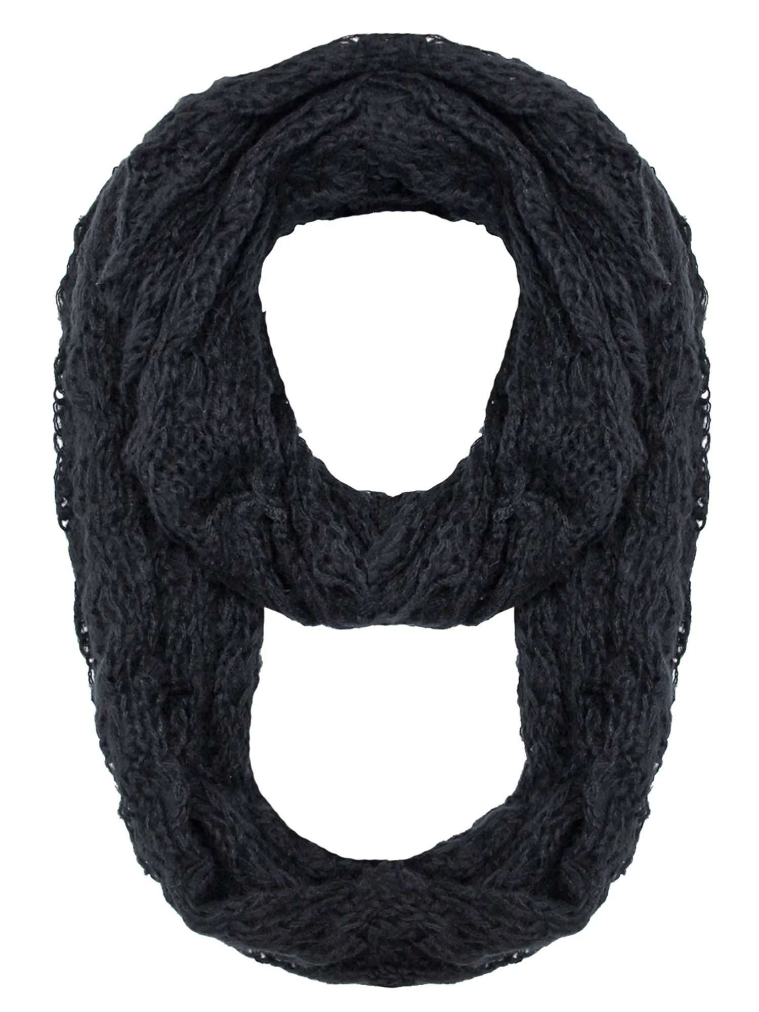 Black Mohair Open Knit Infinity Ring Scarf