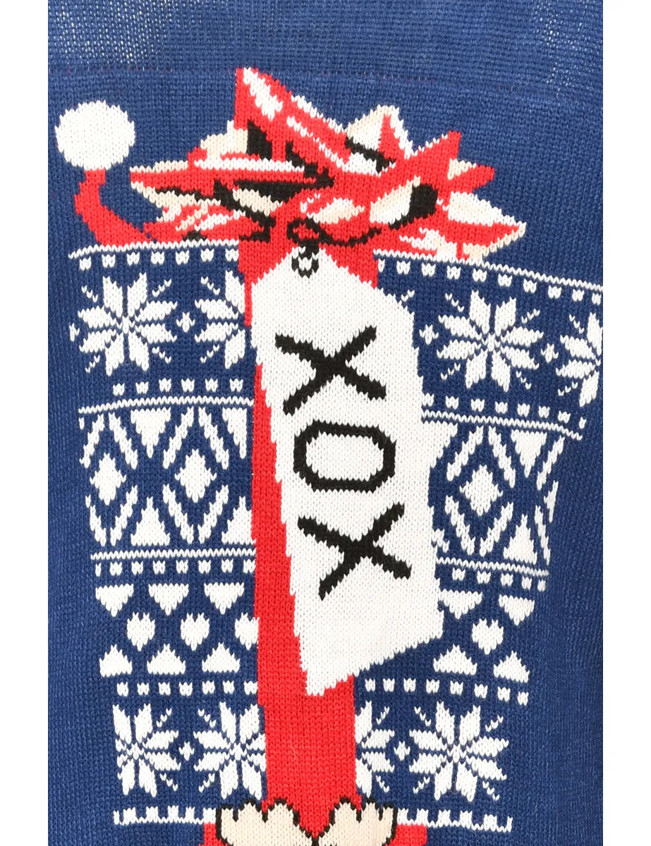 Blue Santa Design Blue Christmas Jumper - S