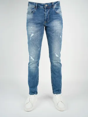 Blue Washed Slim Straight Jeans