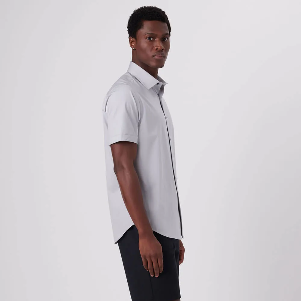 Bugatchi Ooohcotton Miles Short Sleeve Sport Shirt - Silver