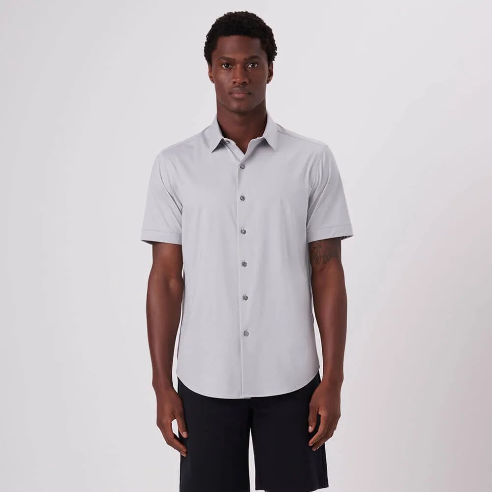 Bugatchi Ooohcotton Miles Short Sleeve Sport Shirt - Silver