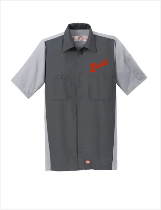 Buick Script Red Kap Short Sleeve Two-Tone Mechanic Shirt