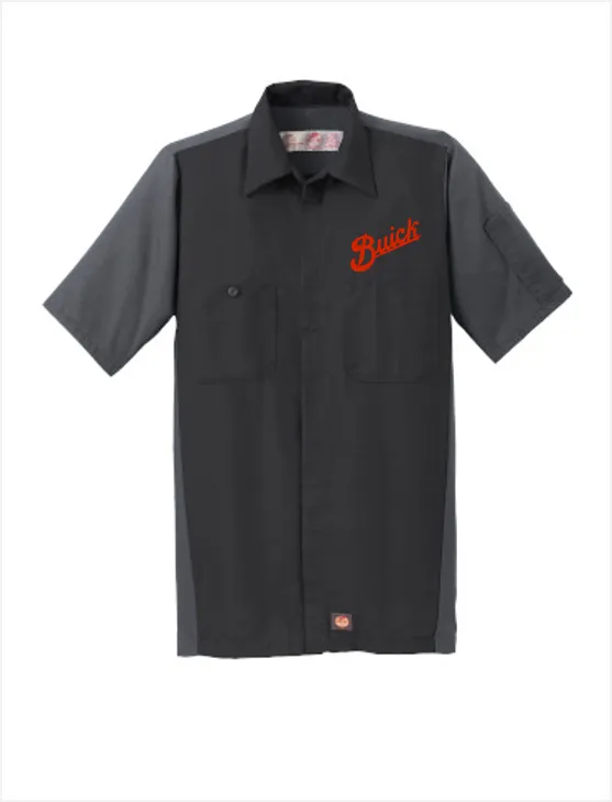 Buick Script Red Kap Short Sleeve Two-Tone Mechanic Shirt