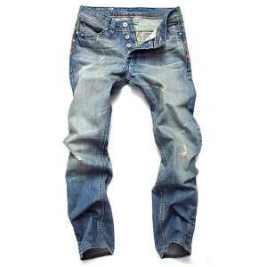 Casual Straight Slim Cotton Denim Men Jeans