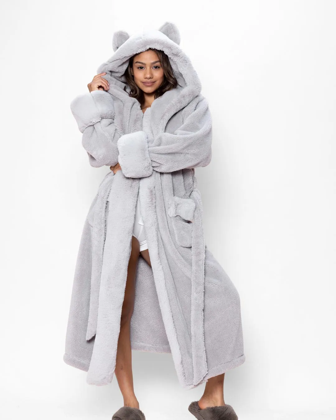 Classic Women's Luxury Grey Robe | Silver Fox