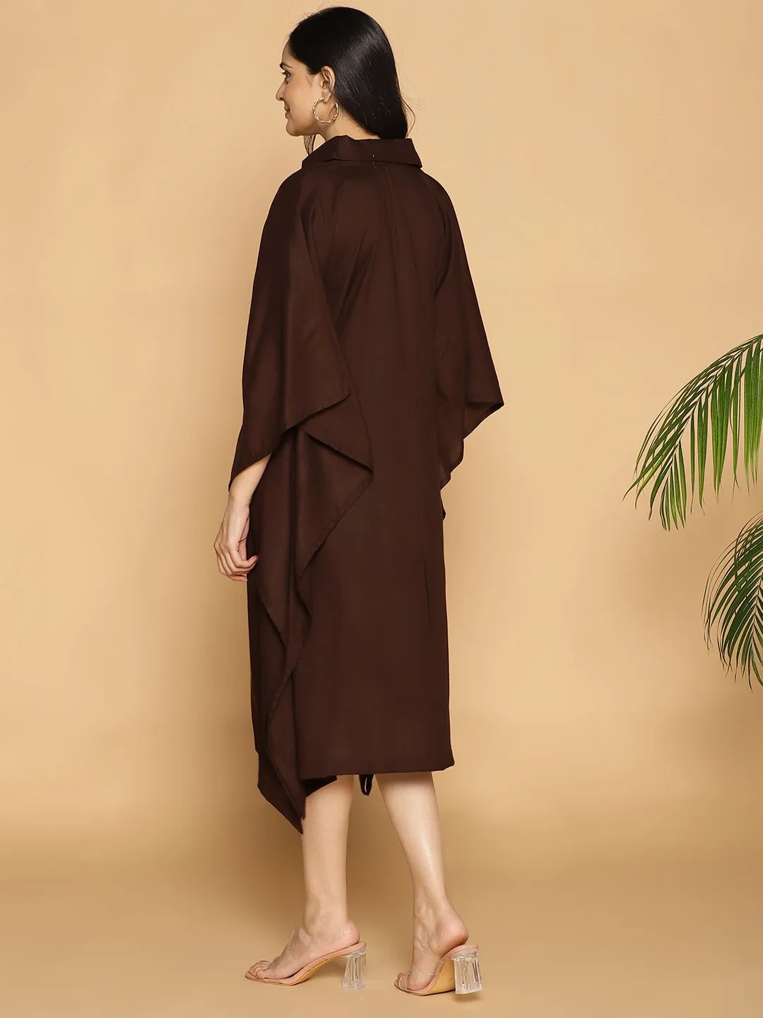 Coffee Rayon Shirt-Kaftan - Modern