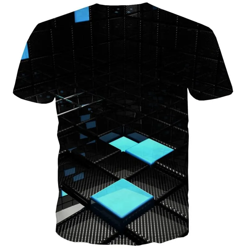 Cube T-shirt Men Geometry T shirts Funny Abstract Tshirts Cool Technology T-shirts 3d