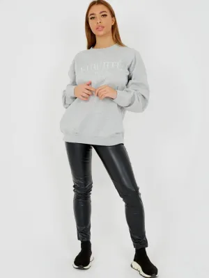 Debra Embroidered Liberte Sweatshirt Jumper In Grey