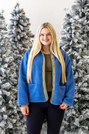 Delilah Sherpa Jacket | Sea Blue