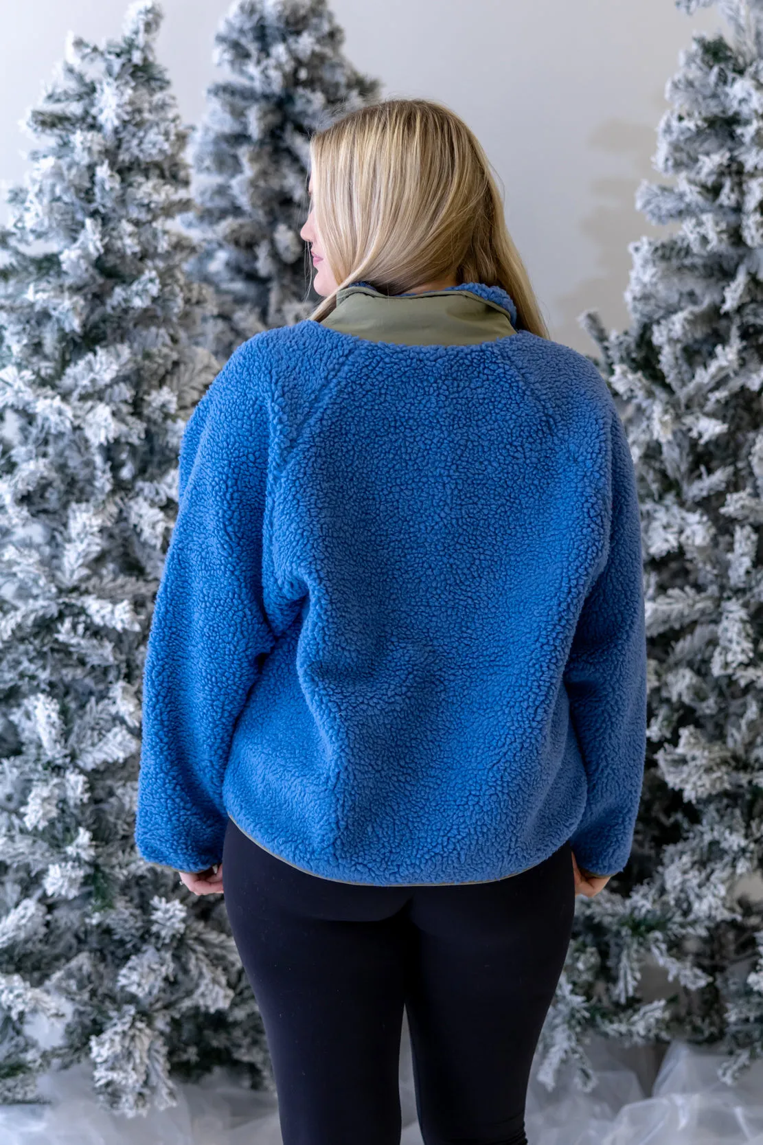 Delilah Sherpa Jacket | Sea Blue