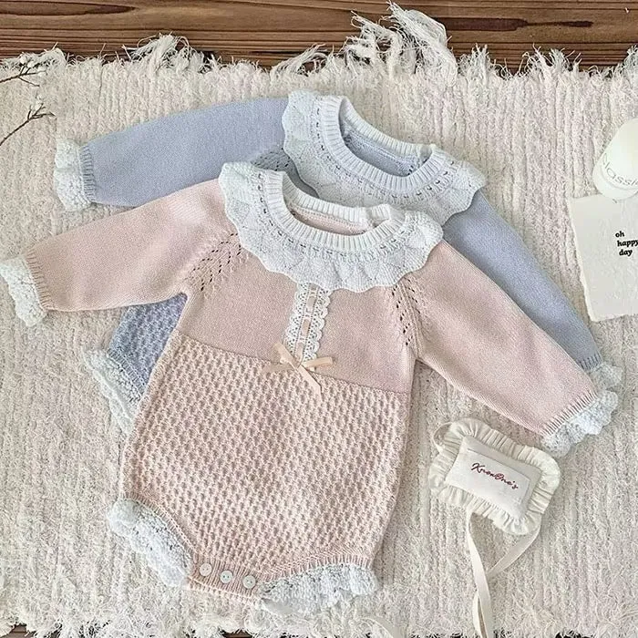 Detailed Knit Romper - Blush