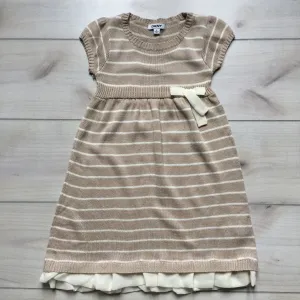 DKNY Tan Striped Sweater Dress