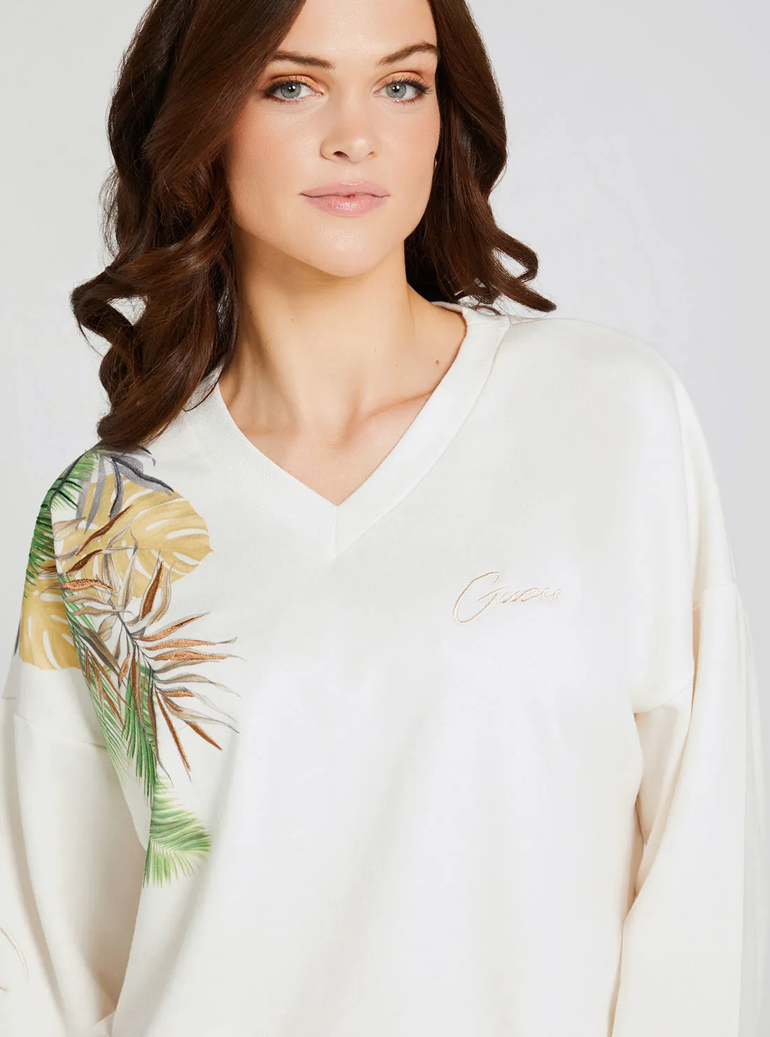 Eco White Glam Palm Jumper