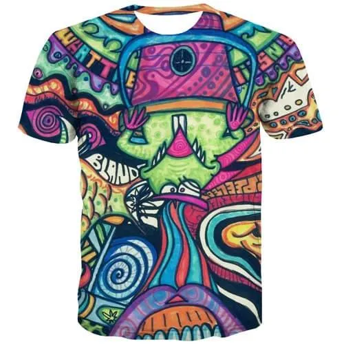 Elf T shirts Men Psychedelic T shirts Funny Anime Tshirt Anime Abstract Shirt Print Colorful T-shirts Graphic Short Sleeve