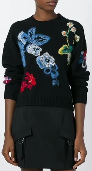 Embroidered Floral Jumper in Black