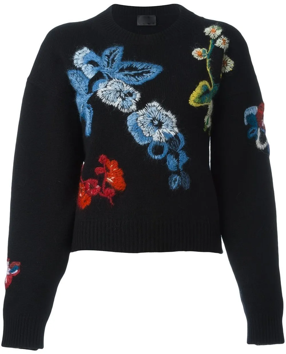 Embroidered Floral Jumper in Black