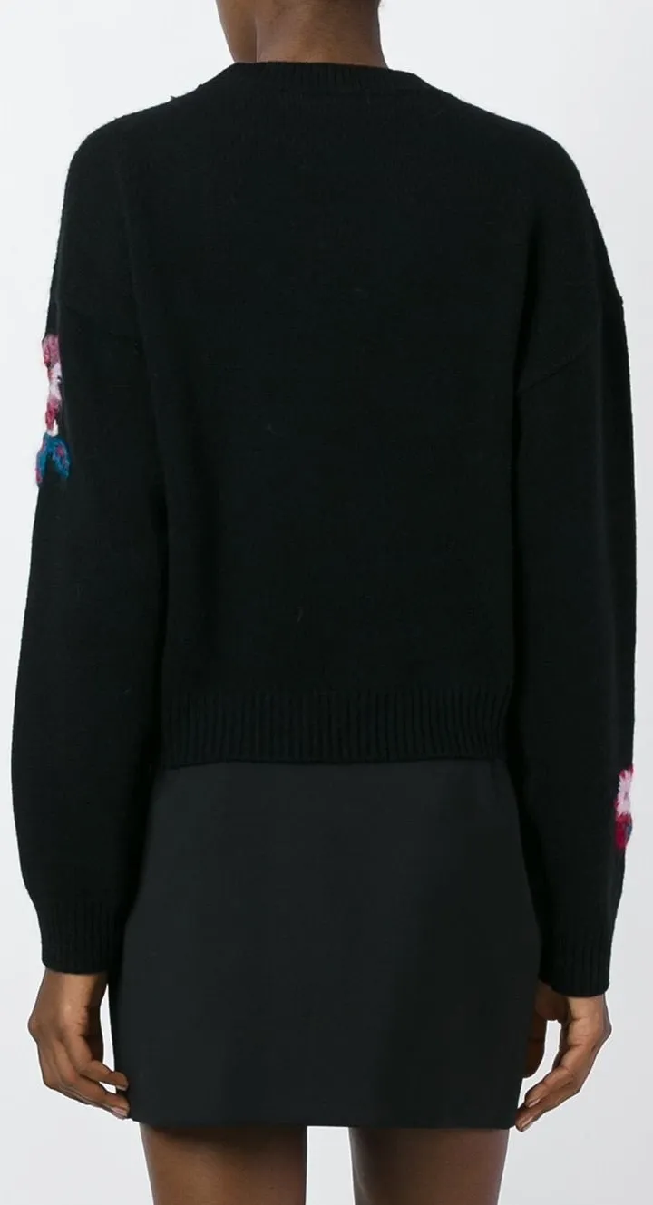 Embroidered Floral Jumper in Black