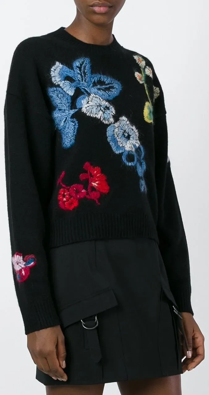 Embroidered Floral Jumper in Black