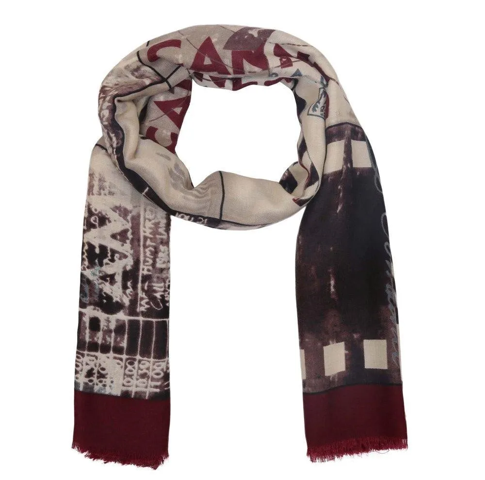 FabSeasons Cotton Maroon Viscose Modern Printed Soft & Stylish Scarf