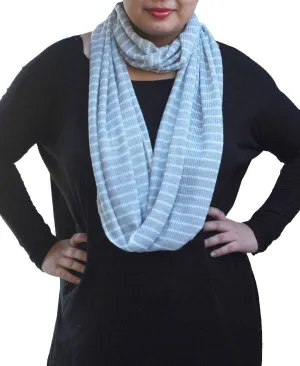 Fashion Scarf Infinity Shawl Stripe Gray White One Size